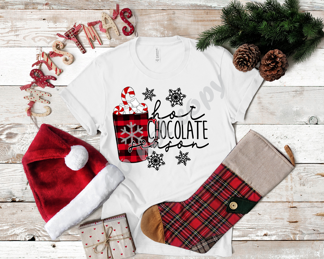 Hot Chocolate Season Buffalo Plaid Christmas Transfer