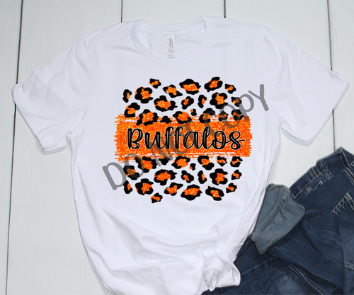 Buffalos Orange & Black Leopard Glitter