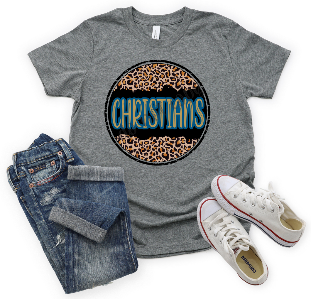 Christians Navy & Gold In Black Leopard Circle