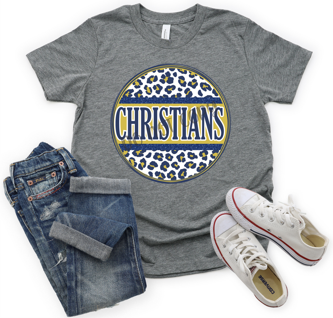 Christians Navy & Gold Print Leopard Circle