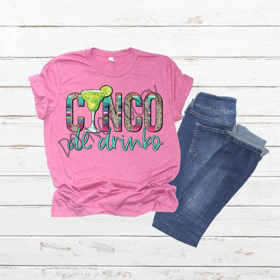 Cinco De Drinko Leopard Serape Transfer