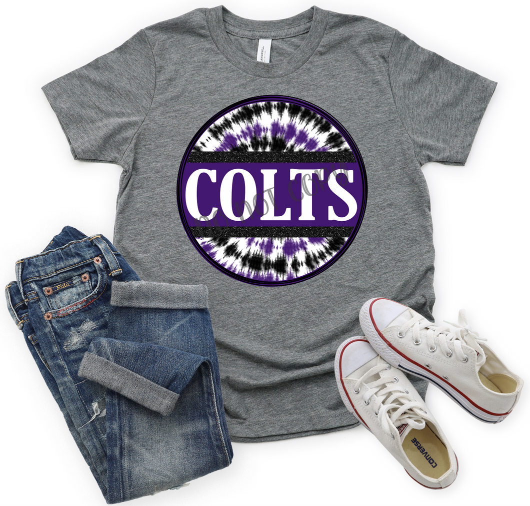 Colts Purple Black & White Tie-Dye Circle