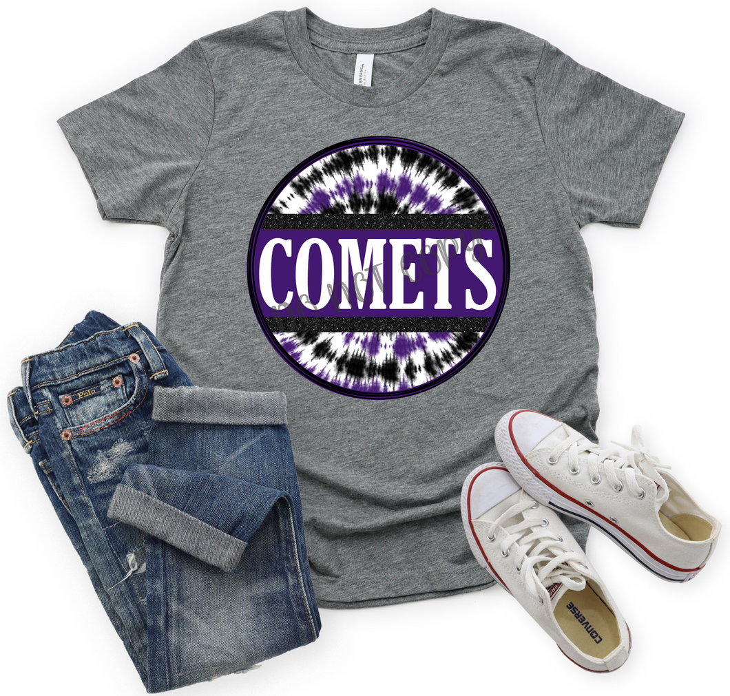 Comets Purple & White Tie-Dye Circle