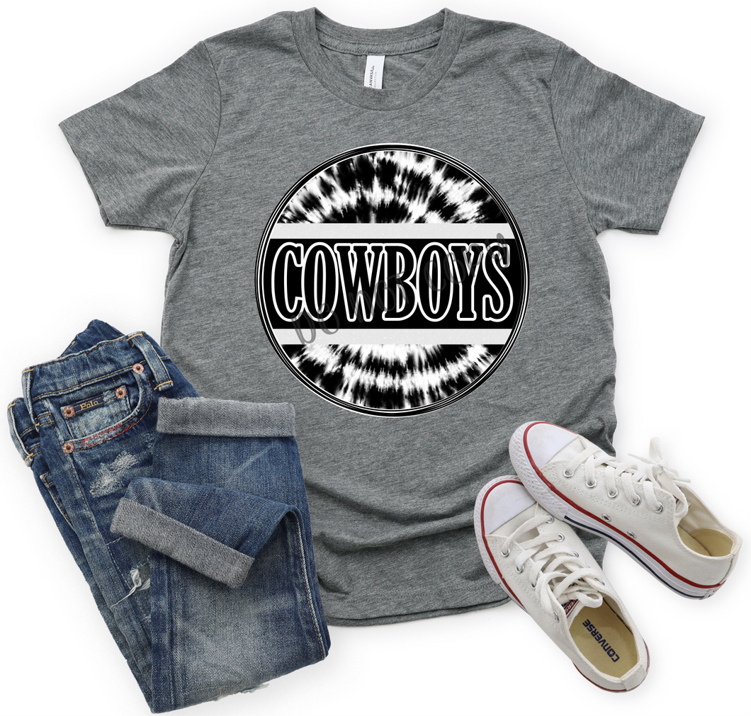 Cowboys Black & White Tie-Dye Circle Circle