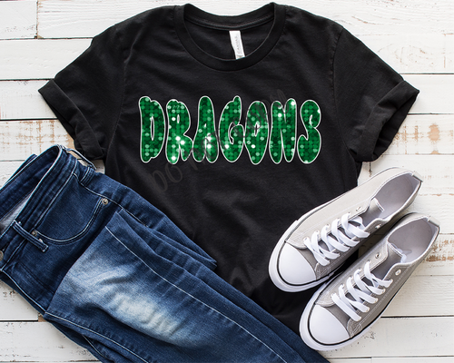 Dragons Green Sequins