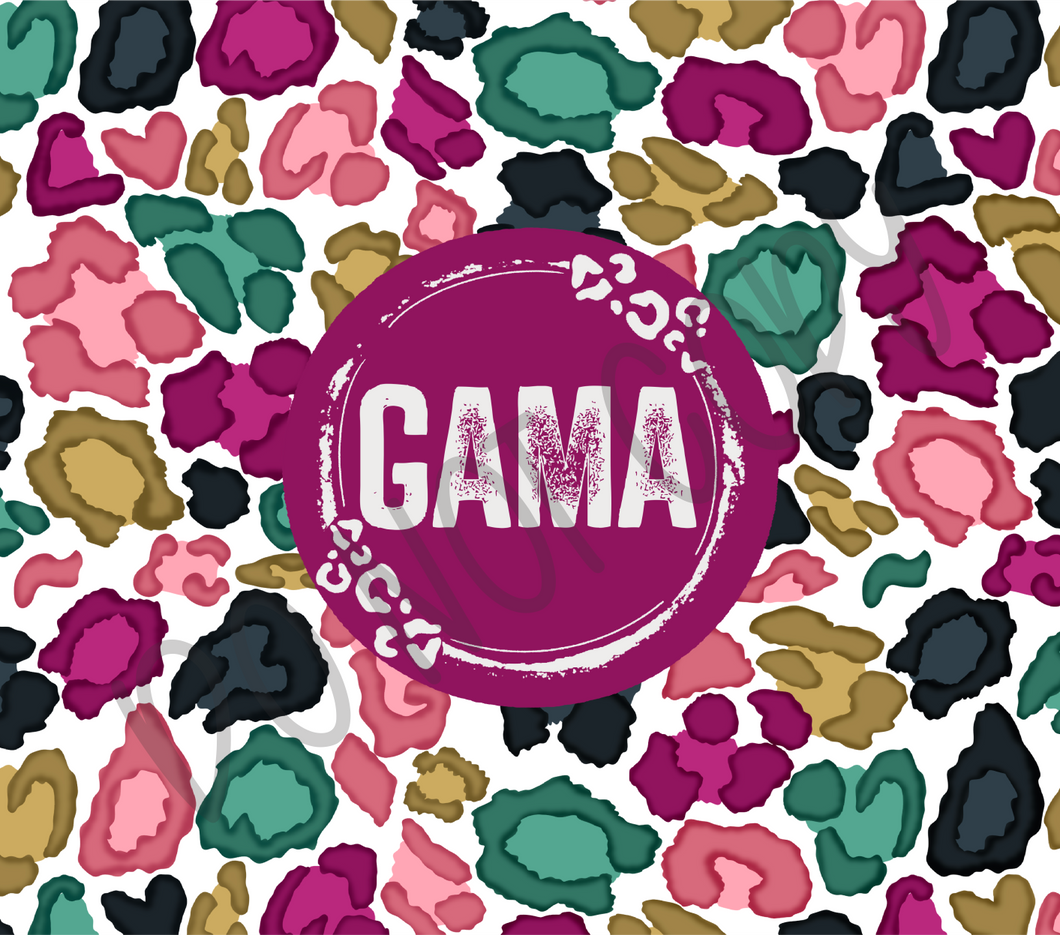 Gama Pink, Teal & Mustard Leopard 20 oz Straight tumbler Sublimation Transfer