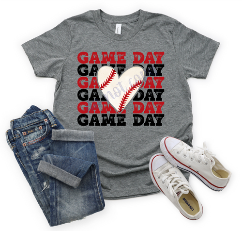 Game Day Baseball Stacked With Heart Transfer