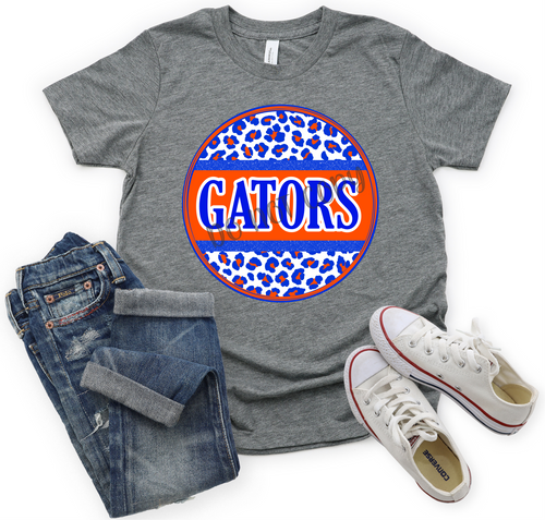 Gators Royal, Orange & White Leopard Circle