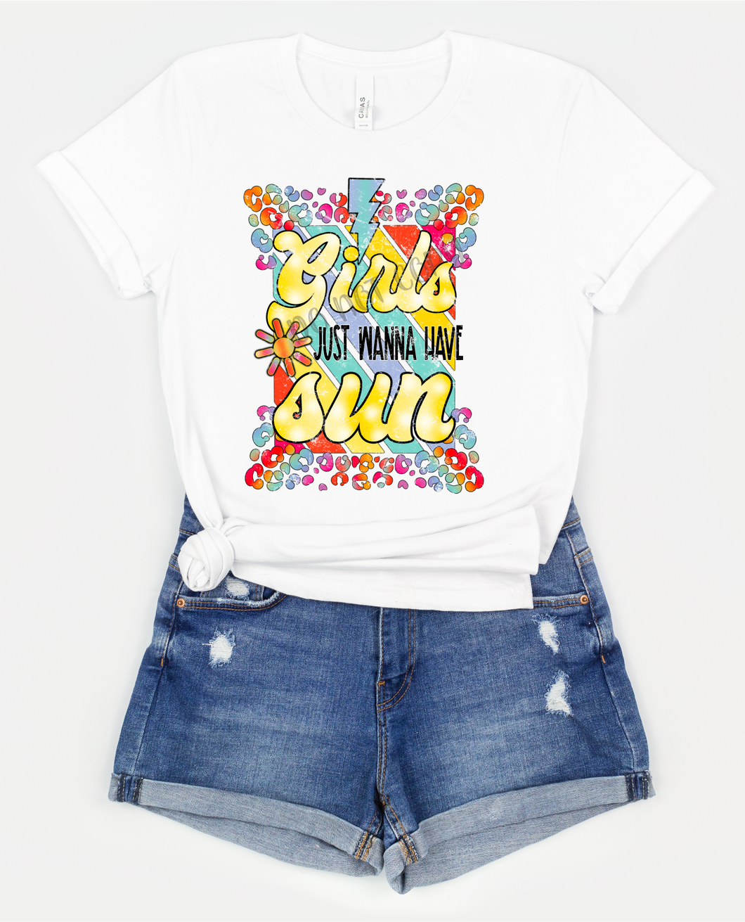 Girls Just Want To Have Sun Retro Leopard Transfer