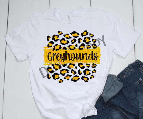 Greyhounds Black & Gold Leopard Glitter