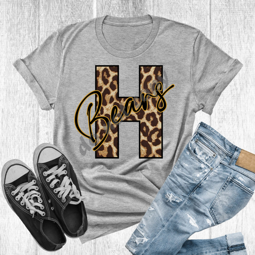 H Bears Black & Gold Leopard Letter