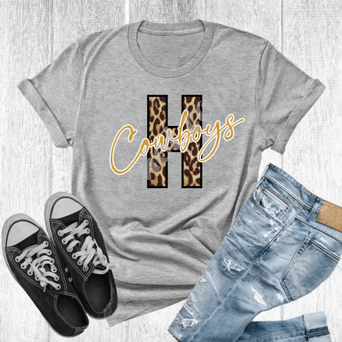 H Cowboys Black-Gold-White Leopard Letter