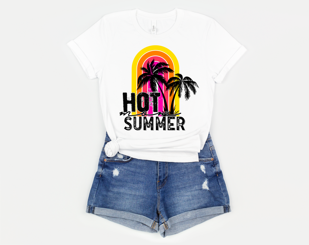 Hot Mom Summer Neon Rainbow Transfer