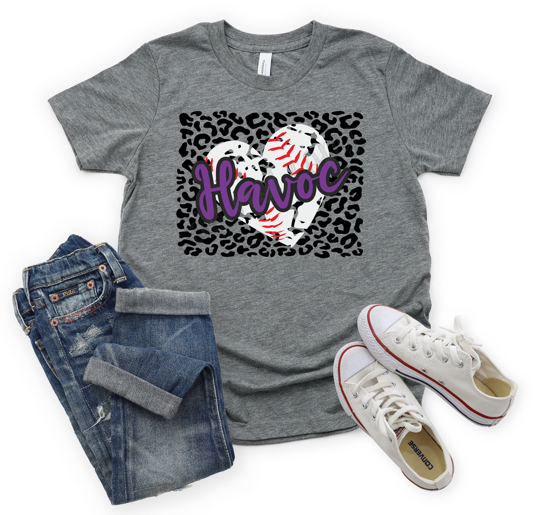 Havoc Purple Baseball Heart With Leopard Background