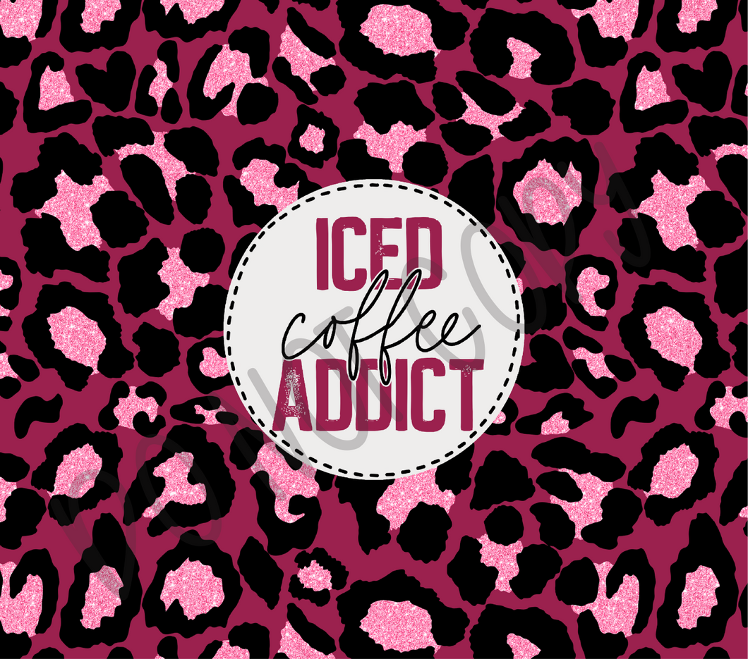 Iced Coffee Addict Pink Leopard Completed Tumbler