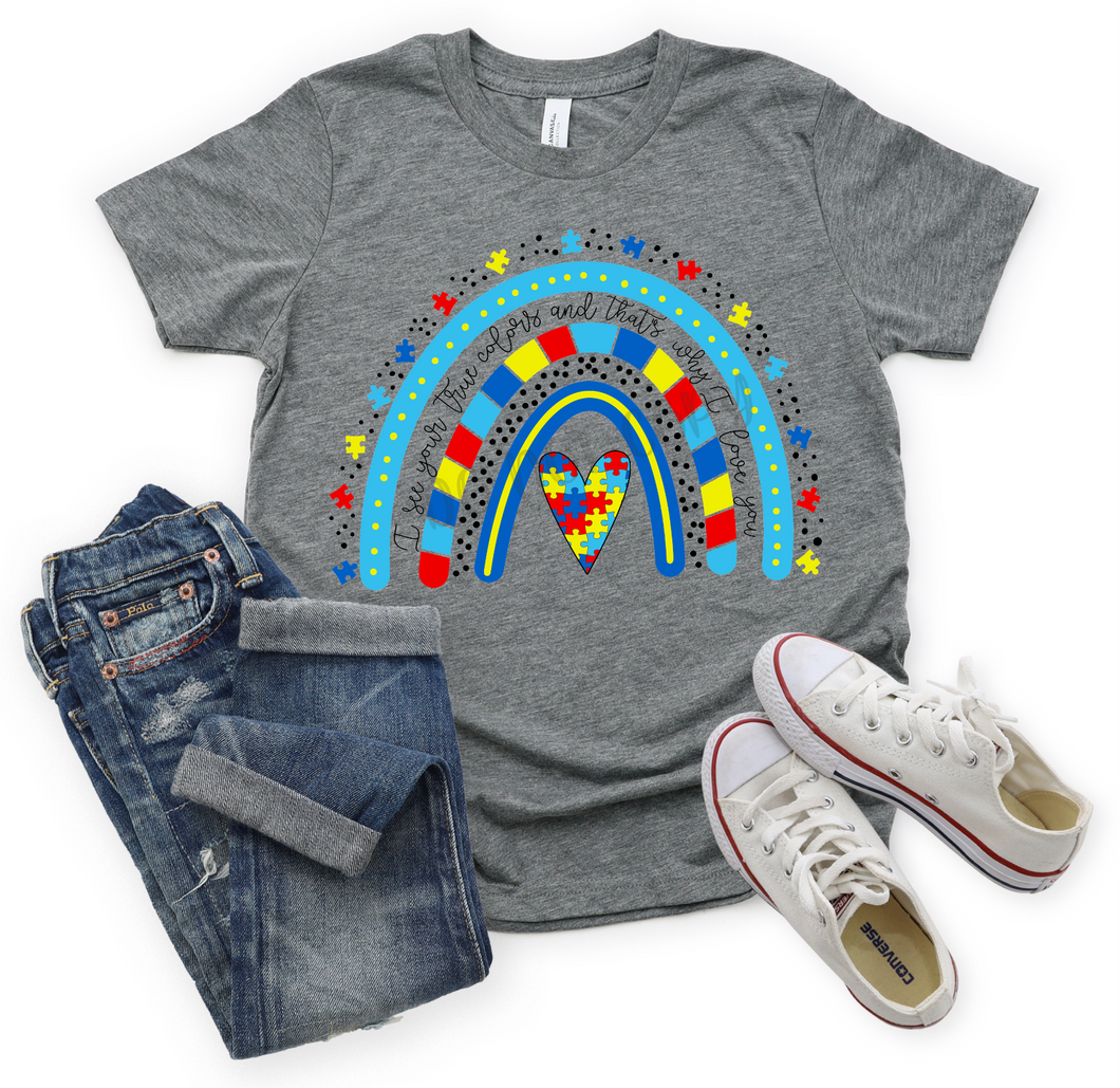 I See Your True Colors Autism Rainbow Transfer