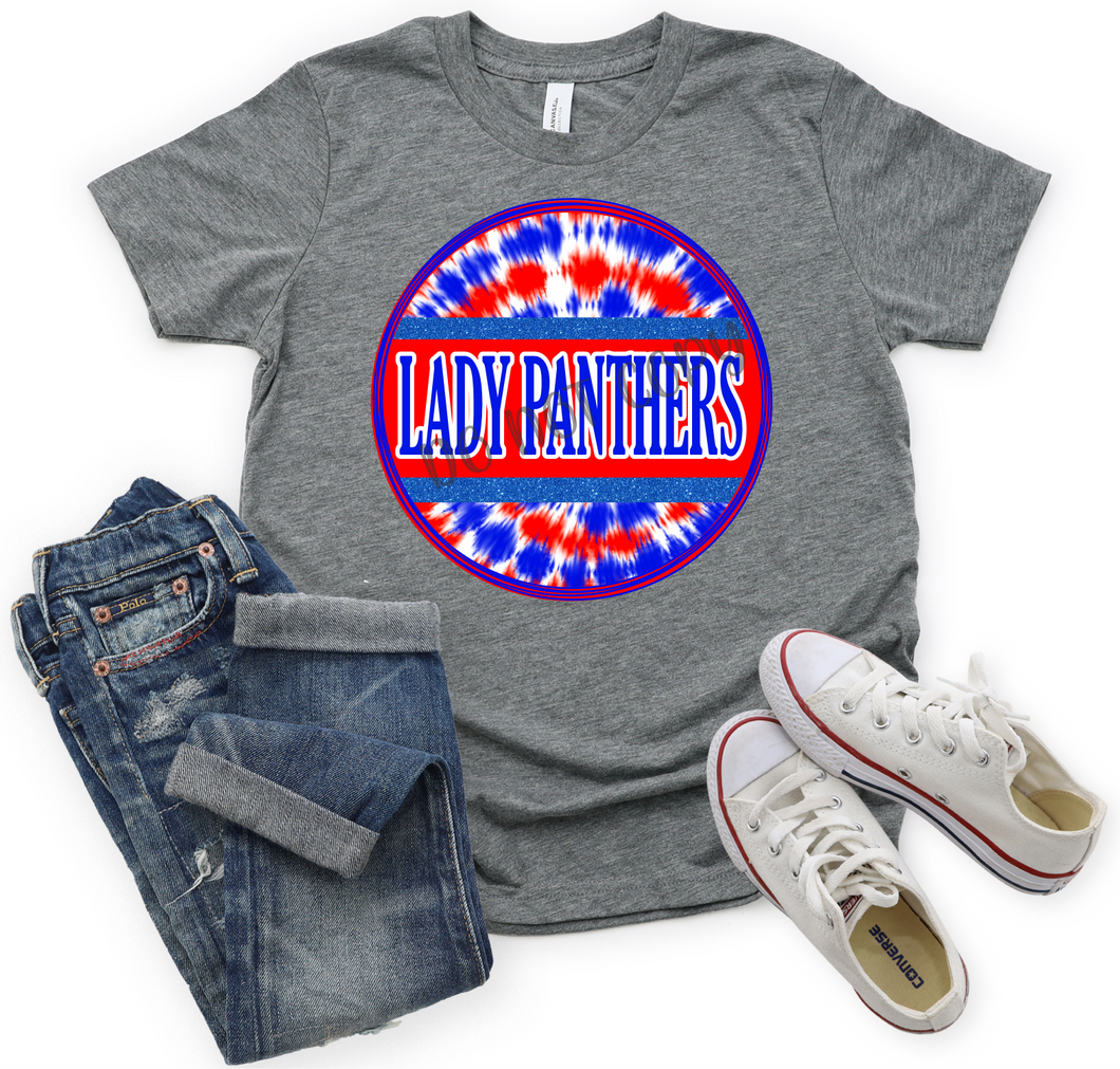 Lady Panthers Red White Blue Tie-Dye Circle