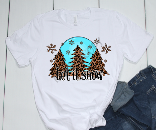 Let It Snow Turquoise Sun With Leopard Trees & Snowflakes Transfer