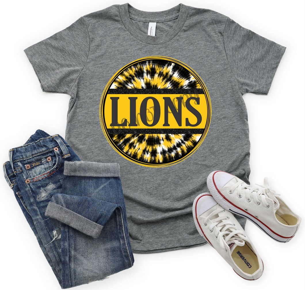 Lions Gold Black & White Tie-Dye Circle