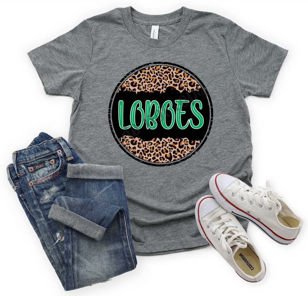 Loboes Green & White In Black & Leopard Circle