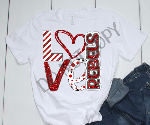 Love Rebels Red & Grey Glitter