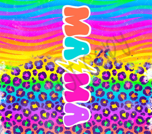 Mama Colorful Lines & Leopard 20 oz Straight tumbler Sublimation Transfer