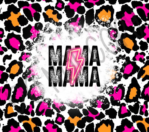 Mama Pink & Orange Leopard With Lightning Bolt Completed Tumbler