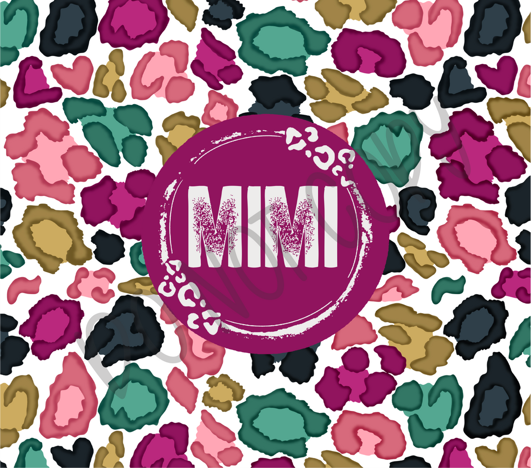 Mimi Pink, Teal & Mustard Leopard 20 oz Straight tumbler Sublimation Transfer