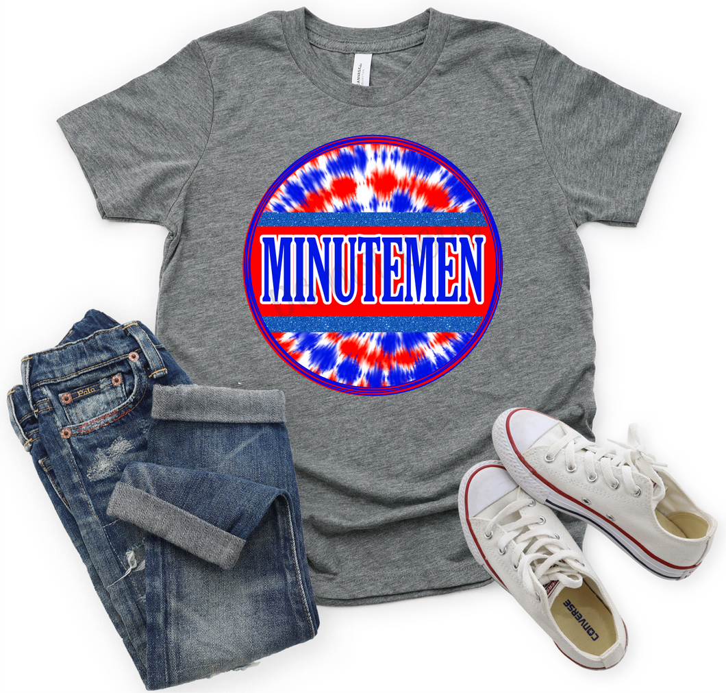 Minutemen Red, White & Blue Tie-dye Circle Print Font