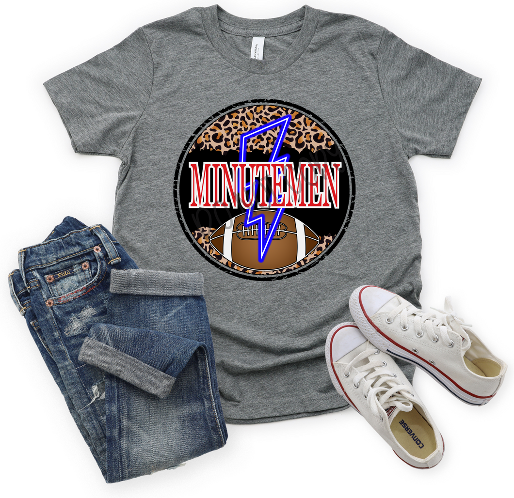 Minutemen Royal & Red Football Cheetah Circle With Neon Lightning Bolt