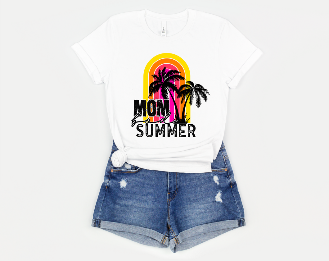 Mom Bod Summer Neon Rainbow Transfer