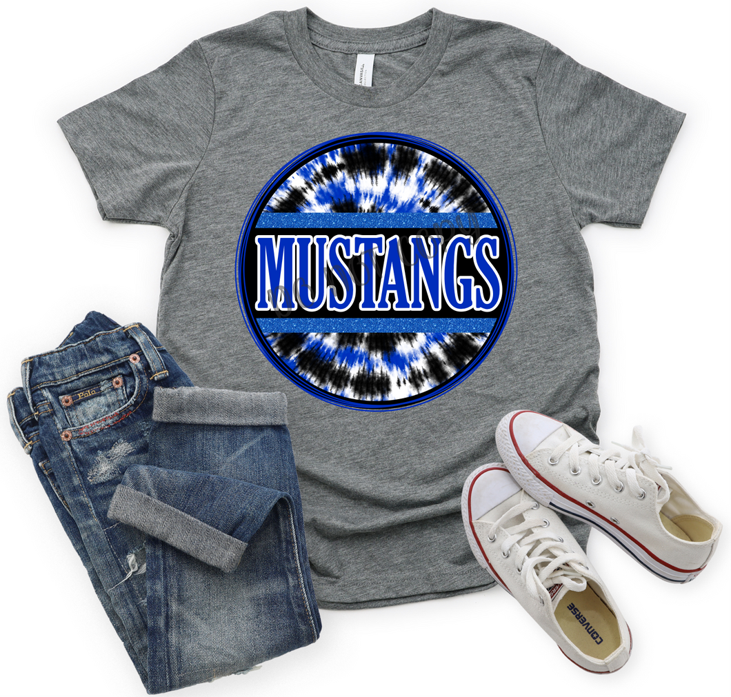 Mustangs Royal, Black & White Tie-Dye Circle