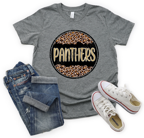 Panthers Old Gold In Black & Leopard Circle