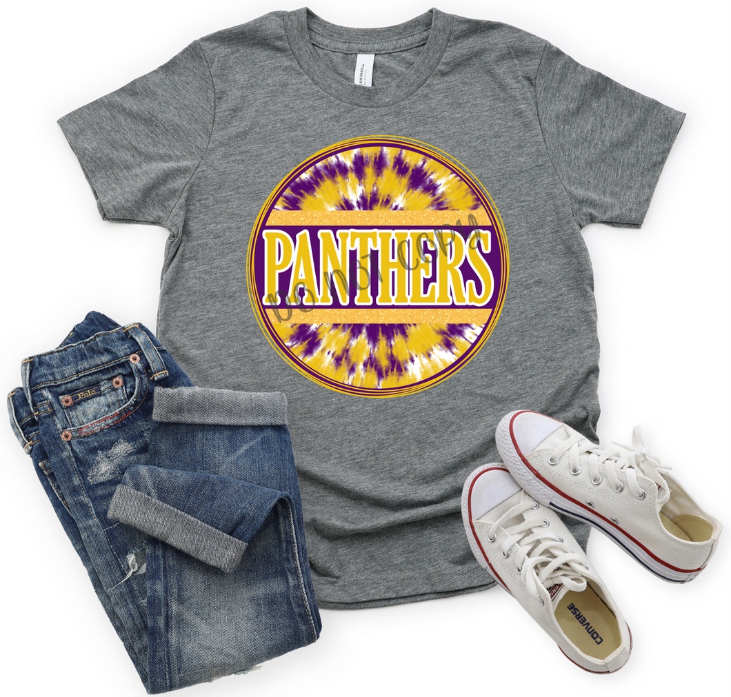 Panthers Purple & Gold Tie-Dye Circle