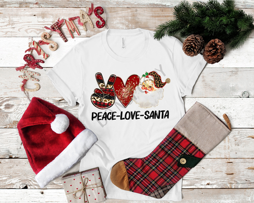 Peace Love Santa Vintage Glitter Transfer