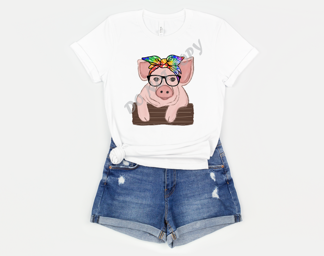 Pig with Tie-Dye Bandana Transfer