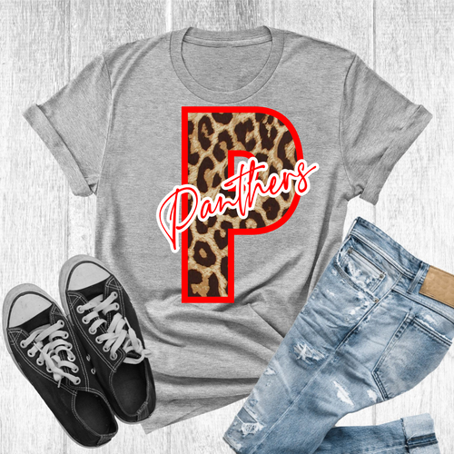 P Panthers Red Leopard Letter