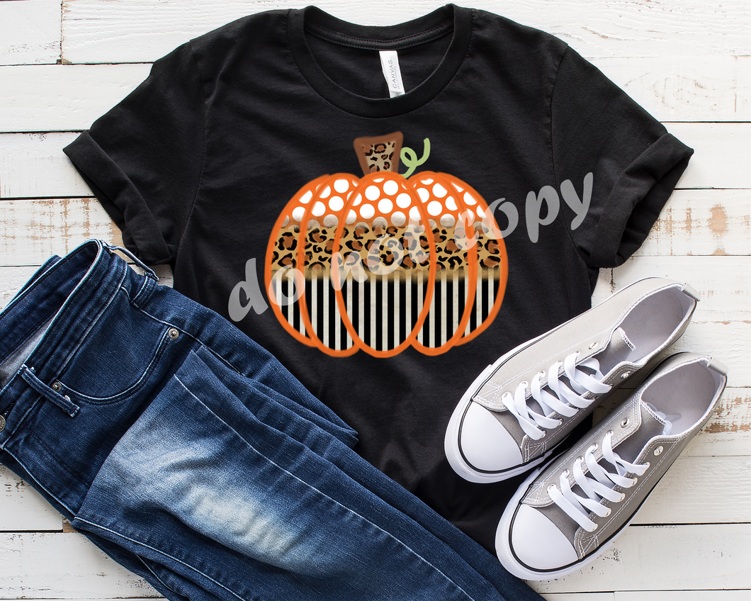 Polka Dot & Stripe Pumpkin Halloween Transfer