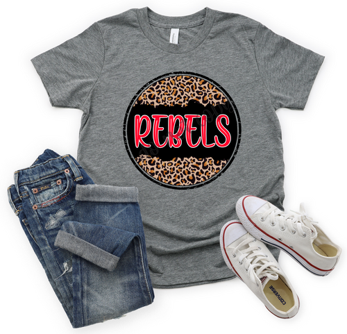 Rebels Red In Black & Leopard Circle