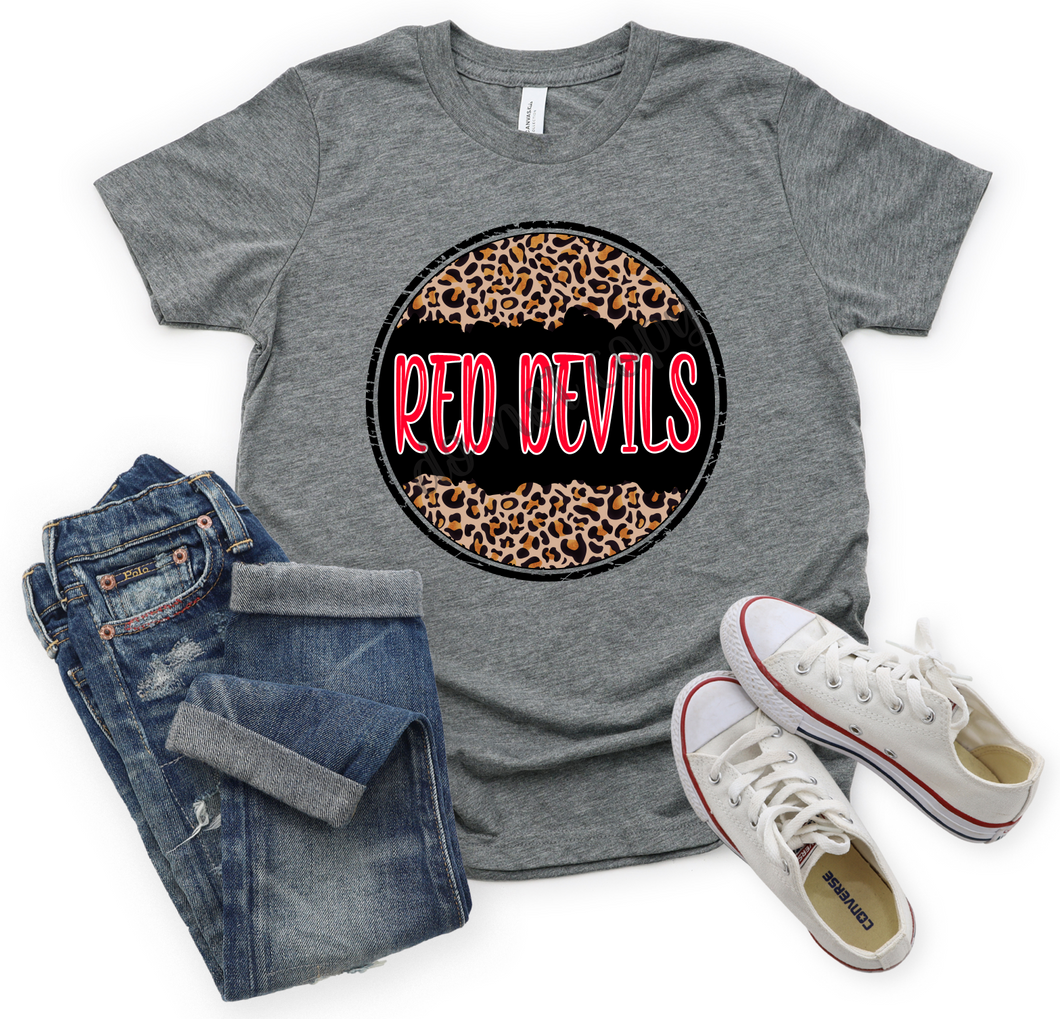 Red Devils Red In Black & Leopard Circle