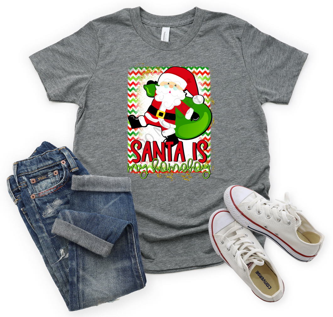 Santa Is My Homeboy Bright Red & Green Chevron Transfer