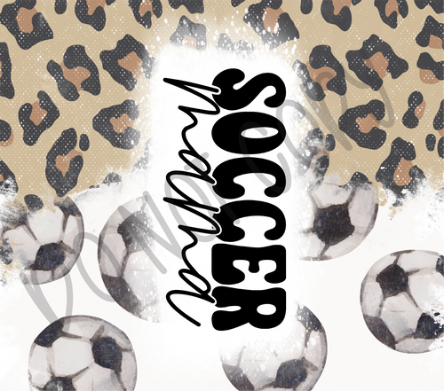 Soccer Mama Leopard & Soccer Balls 20 oz Straight tumbler Sublimation Transfer