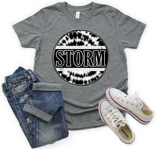 Storm White & Black Tie-Dye Circle