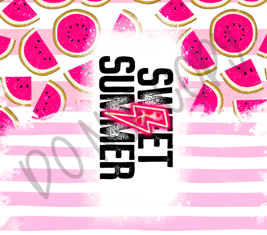 Sweet Summertime Watermelons & Lightning Bolt 20 oz Straight tumbler Sublimation Transfer