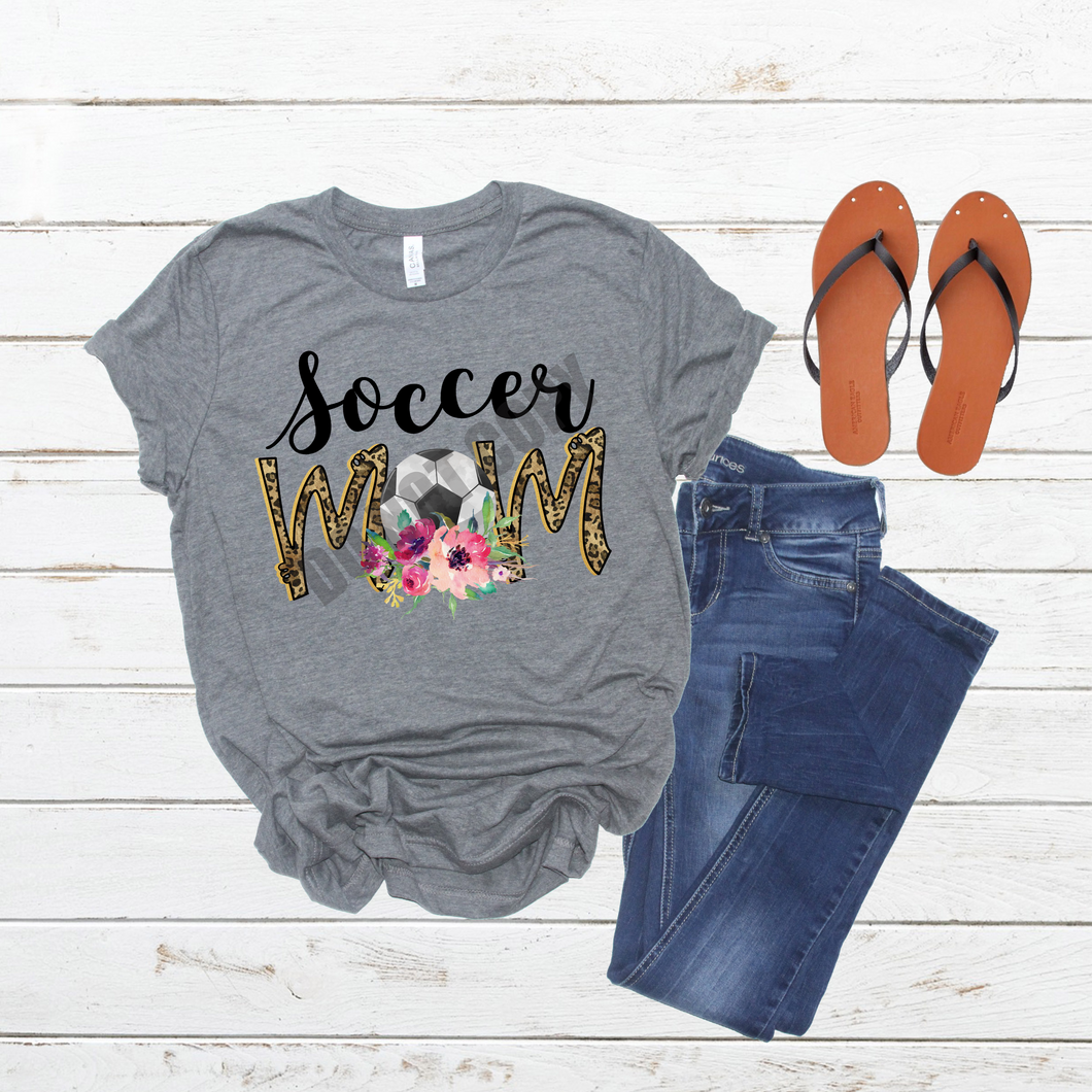 Soccer Mom Floral Leopard Transfer