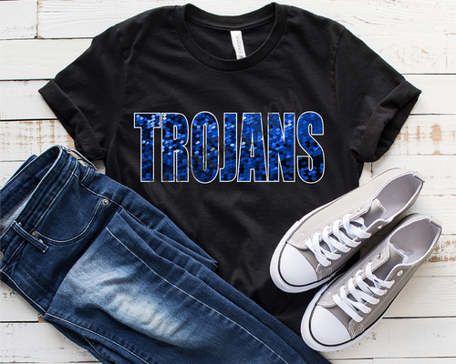 Trojans Royal & White Sequins