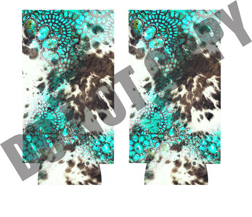 Cowhide Turquoise Slim Koozie