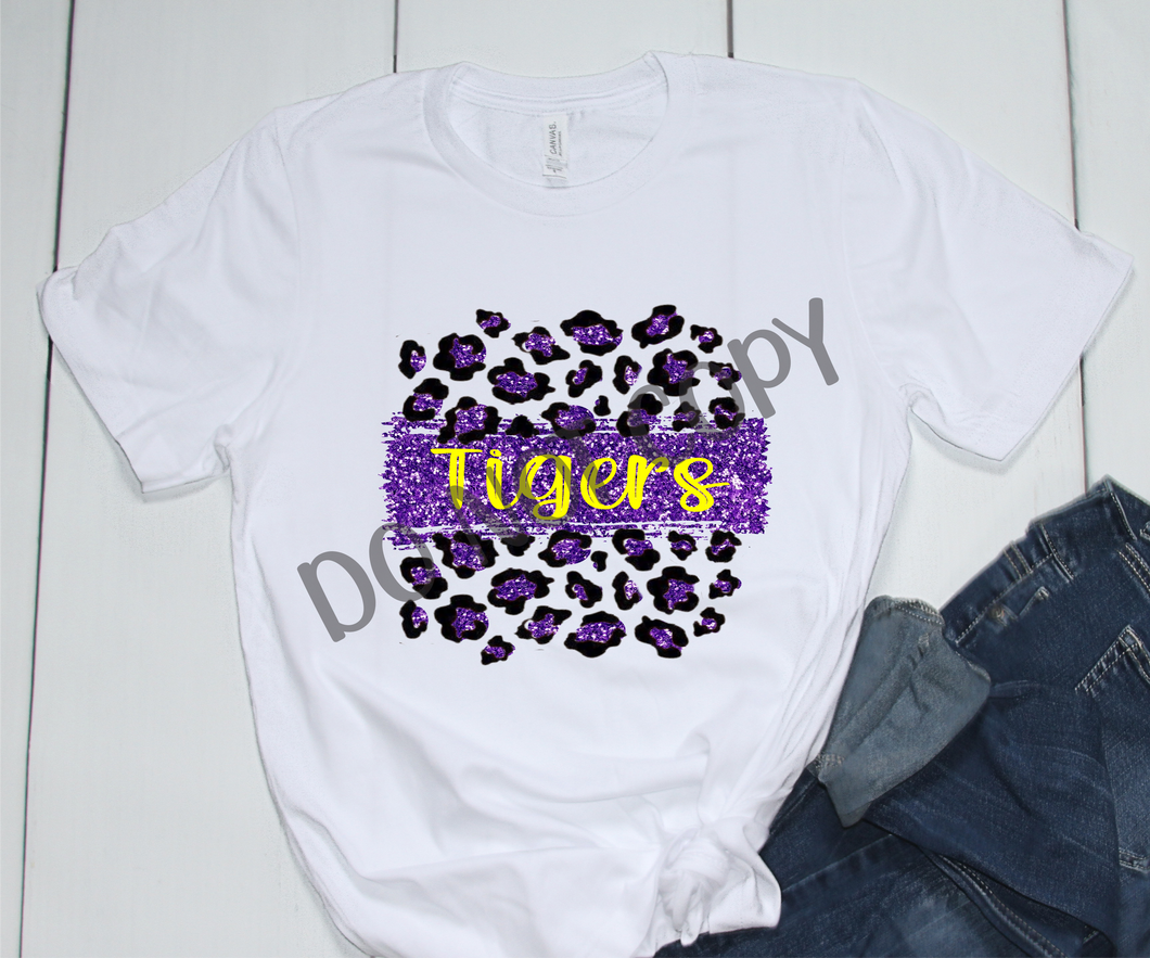 Tigers Purple & Gold Leopard Glitter