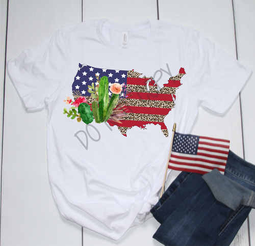 USA Leopard Patriotic Cactus Transfer