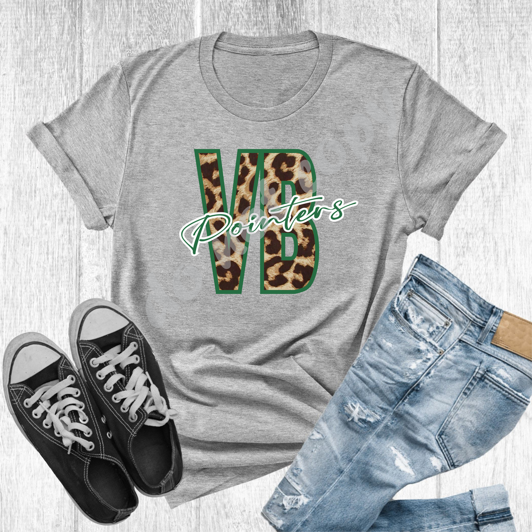 VB Pointers Green & White Leopard Letter